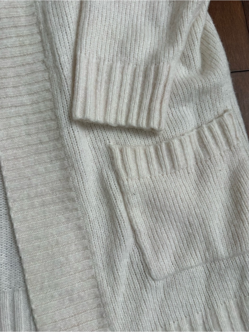 aerie Cream Open-Front Rib Trim Cardigan - Picture 4 of 4